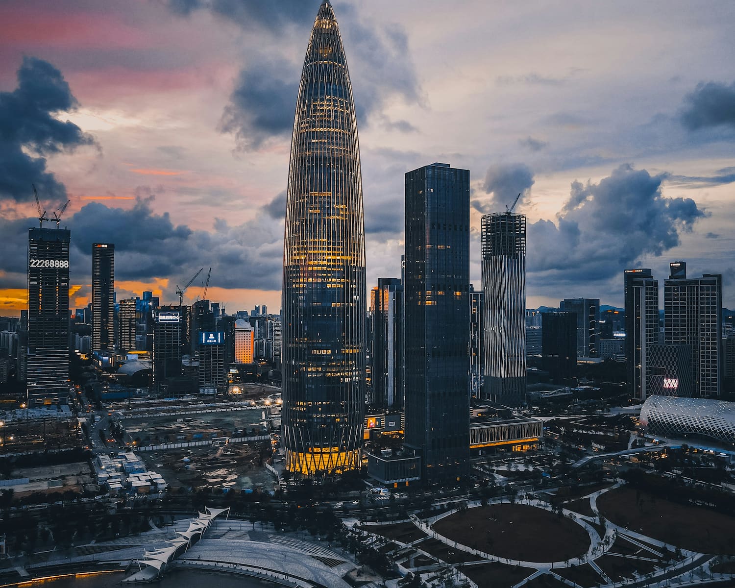 The Shenzhen skyline at dusk